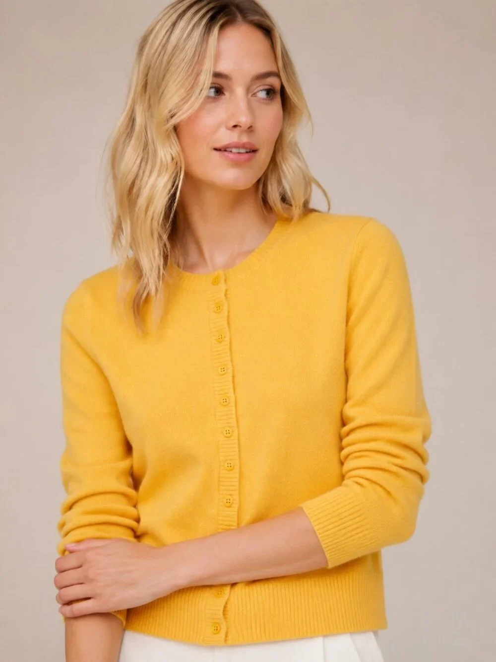 J. Crew Perfect Cashmere Cardigan Warm Marigold Small #A3746